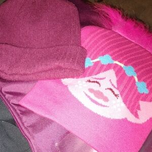 Kids' Pink and Character Beanie And Burgundy